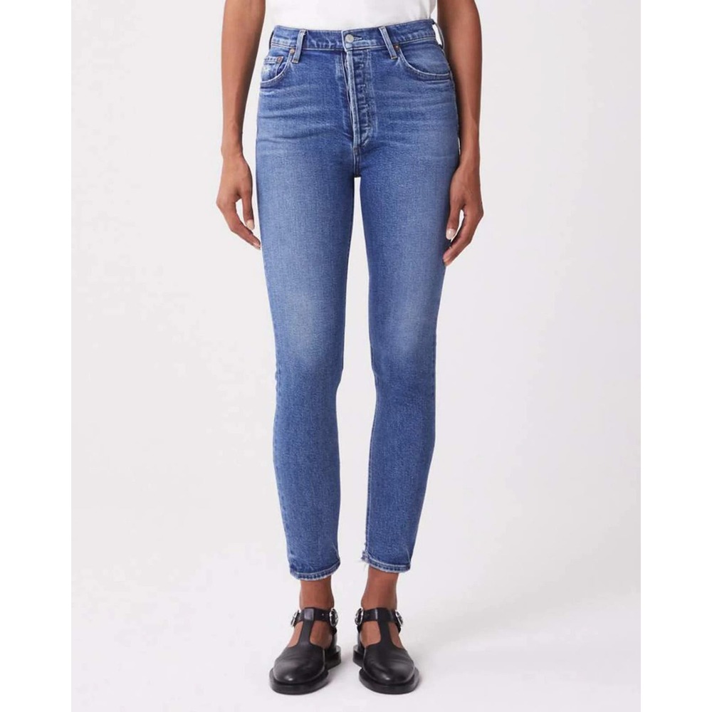 Agolde 29 Nico Slim Fit Straight Jeans Pants High Rise Betray Blue